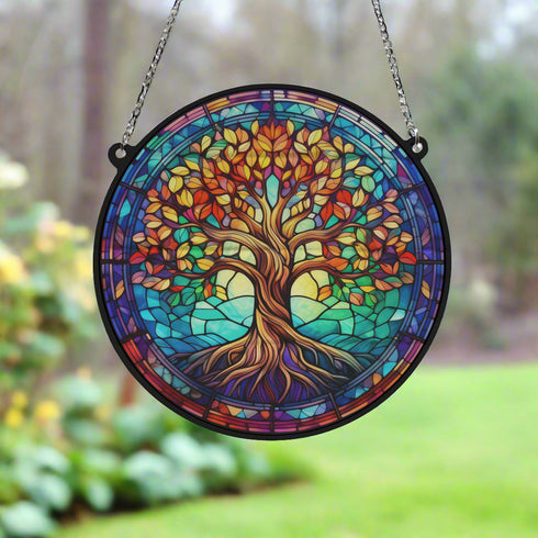 Tree of Life Stained Glass Effect Suncatcher